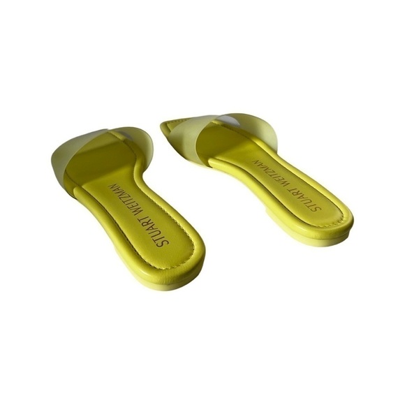 NEW STUART WEITZMAN Flat Summer Slide Sandals in Lime Green Size 7.5 - Picture 3 of 7